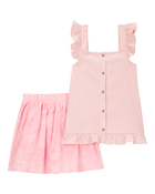 Kid 2-Piece Print Skort Set - Pink, image 1 of 4 slides