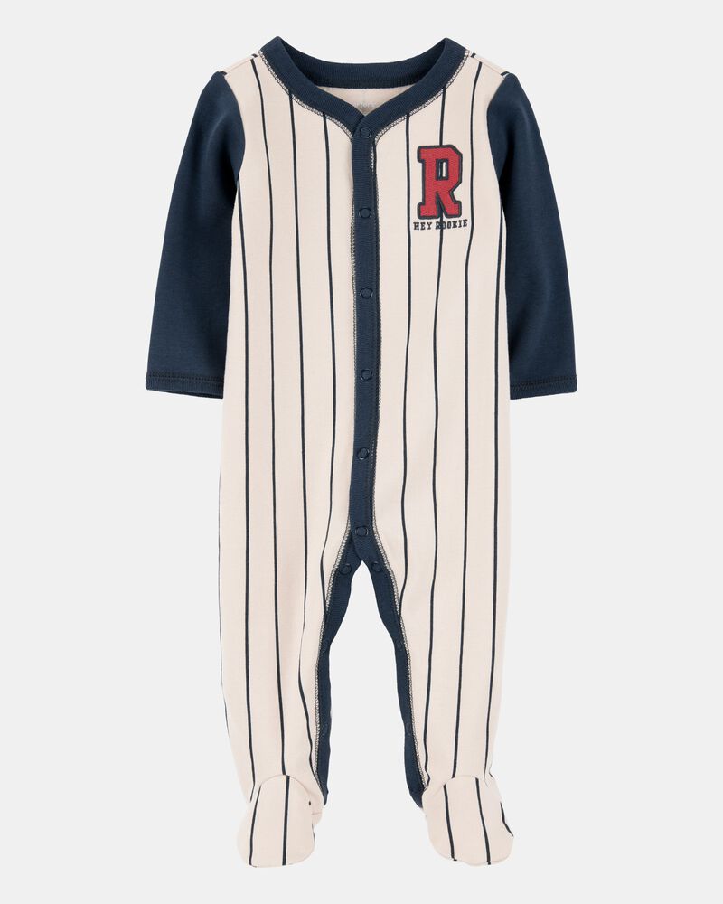 Baby Boy Baseball Rookie Snap-Up Cotton sleeper Pyjamas, image 1 of 4 slides