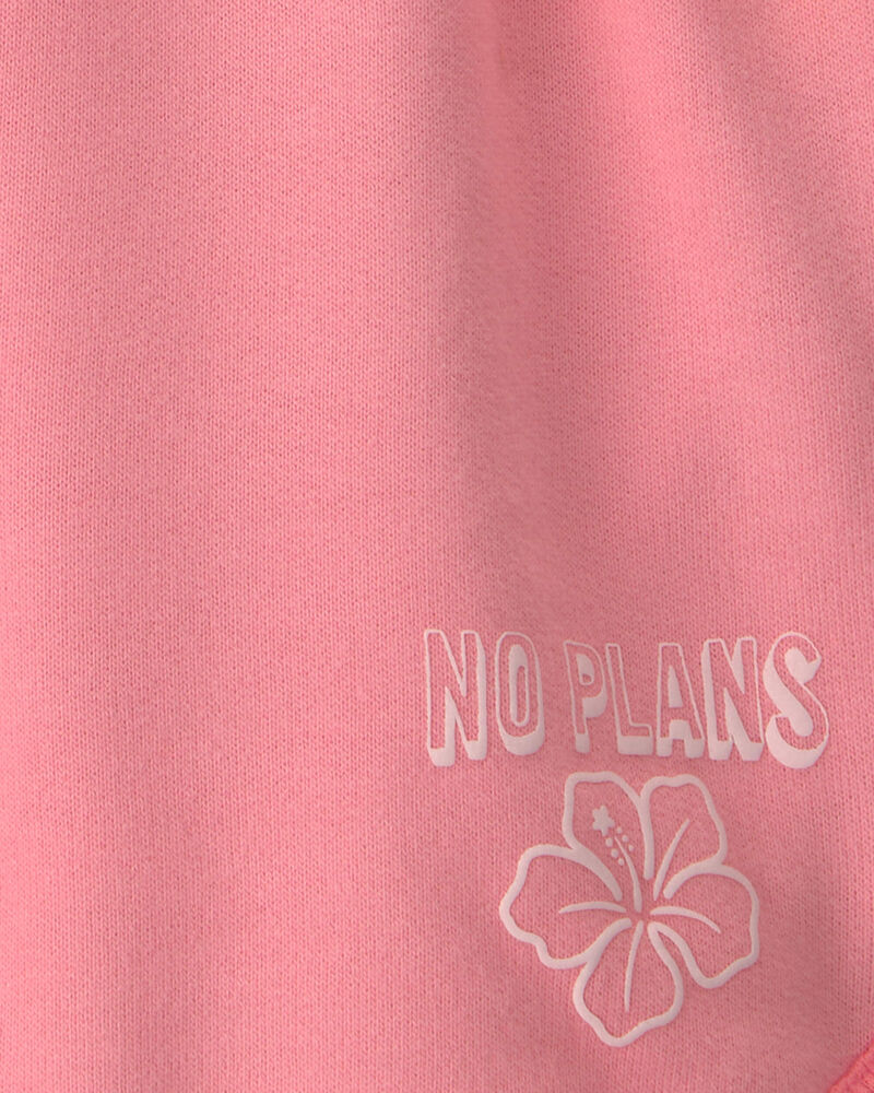 Girls 'No Plans' French Terry Shorts - Pink, image 4 of 5 slides