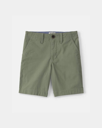 Boys Twill Flat-Front Shorts - Green, 