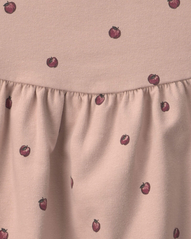 Toute-petit fille - Robe en jersey bouclette de coton biologique &agrave; motif pomme, image 3 sur 4 diapositives