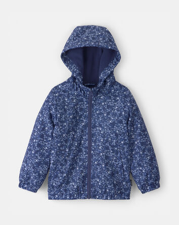 Toddler Girl Mid Weight Navy Floral Jacket- Navy, 