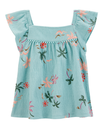 Toddler Palm Tree-Print Fashion Top - Turquoise, 