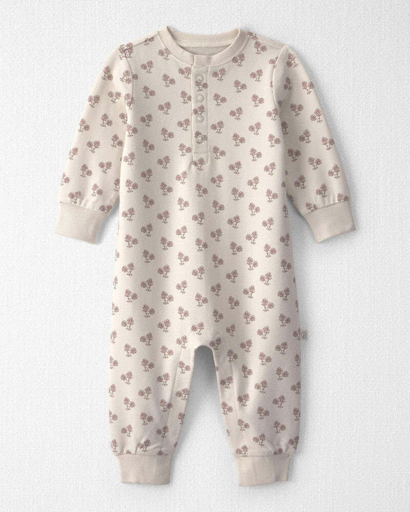 Baby Girl Organic Cotton French Terry Jumpsuit in Floral, image 1 of 5 slides