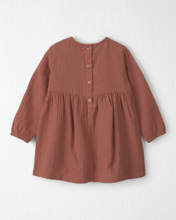 Toddler Girl Organic Cotton Embroidered Gauze Dress, 