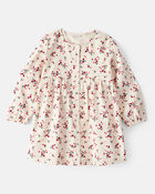 Toddler Girl Floral Print Corduroy Long-Sleeve Dress - White, image 1 of 4 slides