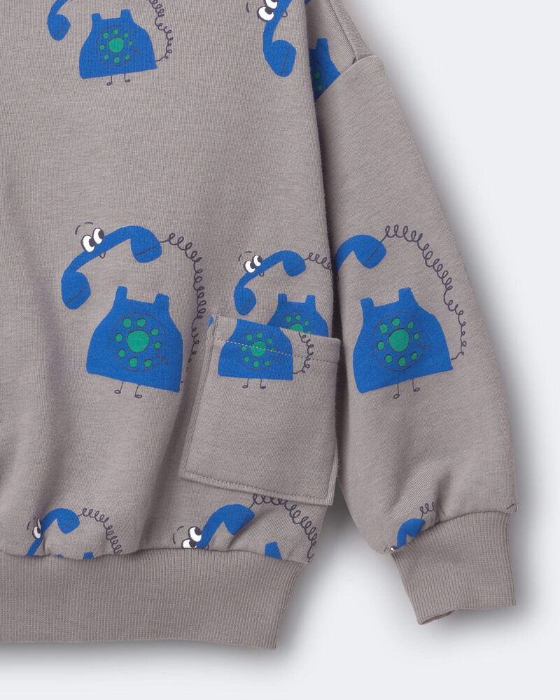 Toddler Otter Sweatshirt&trade; with Pockets in Phone Print - Grey, image 5 of 5 slides