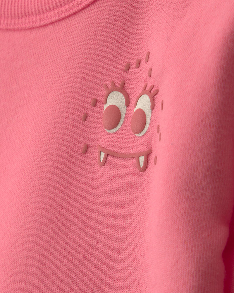 B&eacute;b&eacute; fille - Chandail en molleton douillet &agrave; motif de monstre &ndash; Rose, image 2 sur 3 diapositives