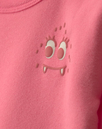 B&eacute;b&eacute; fille - Chandail en molleton douillet &agrave; motif de monstre &ndash; Rose, 