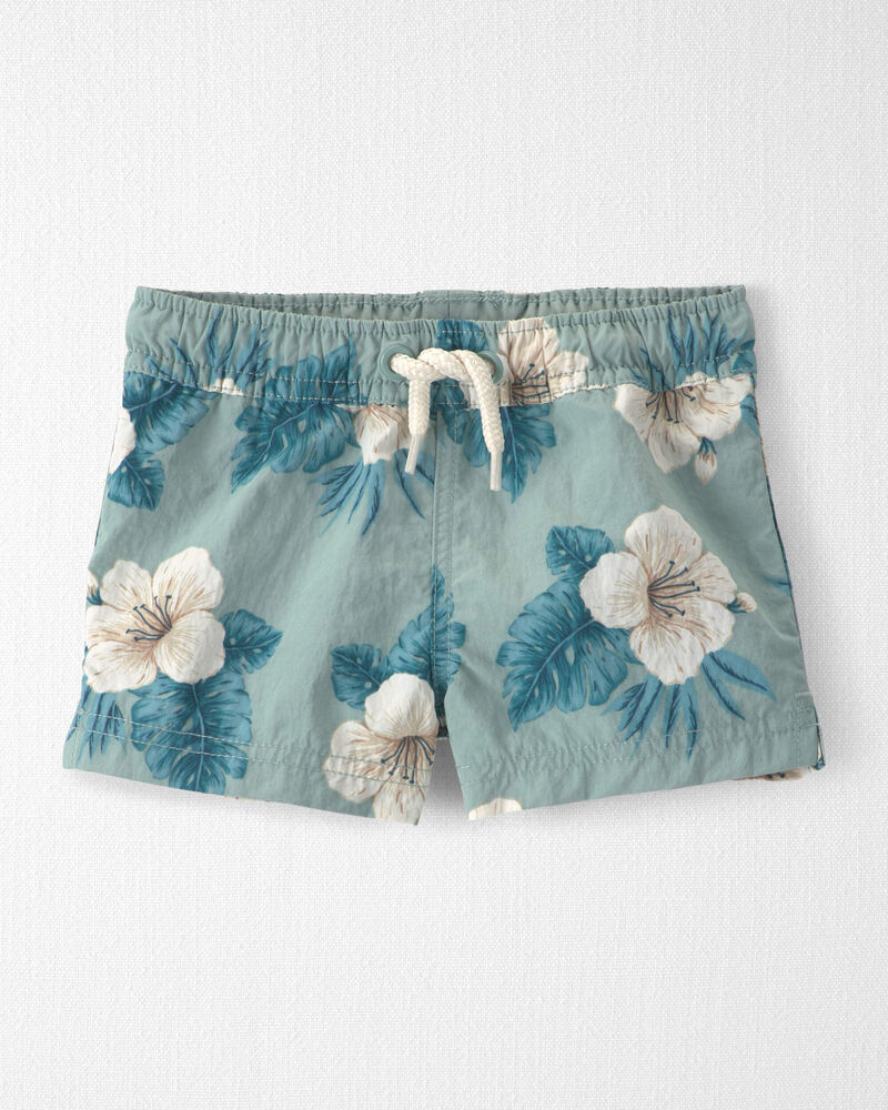 B&eacute;b&eacute; gar&ccedil;on - Short maillot de bain de mati&egrave;res recycl&eacute;es - Bleu hibiscus, image 1 sur 4 diapositives