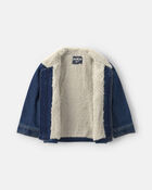 Blouson &agrave; manches longues en denim et molleton teddy &agrave; imprim&eacute; d&rsquo;ourson &ndash; D&eacute;lav&eacute; fonc&eacute;, image 2 sur 3 diapositives