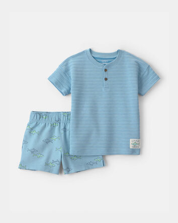 Toddler Boy 2-Piece Shark Top & Short Set - Blue, 