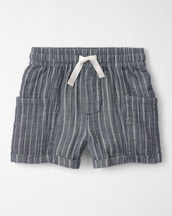 Toddler Boy 2-Piece Organic Cotton Gauze Short Set in Cream, 