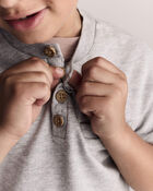 Toddler Boy Button-Front Tee - Grey, image 3 of 6 slides
