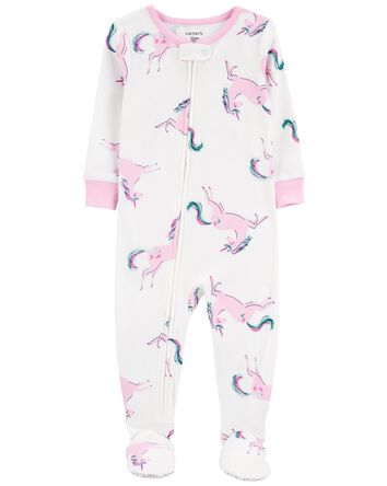 1-Piece Pink Unicorn Footed Pyjama, 