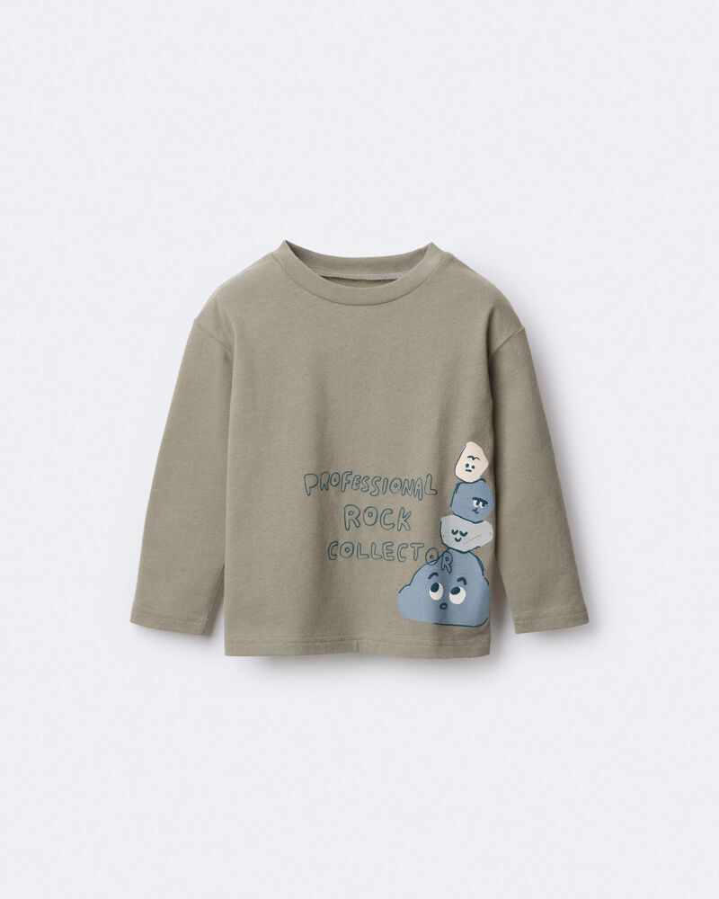 Toddler Rock Collector Long-Sleeve Relaxed Graphic Tee - Olive, image 2 of 7 slides