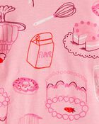 Toddler Girl Desserts 100% Cotton Snug Fit 4-Piece Pyjamas - Pink/White, image 2 of 4 slides