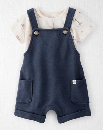 Baby 2-Piece Organic Cotton Shortall Set, 