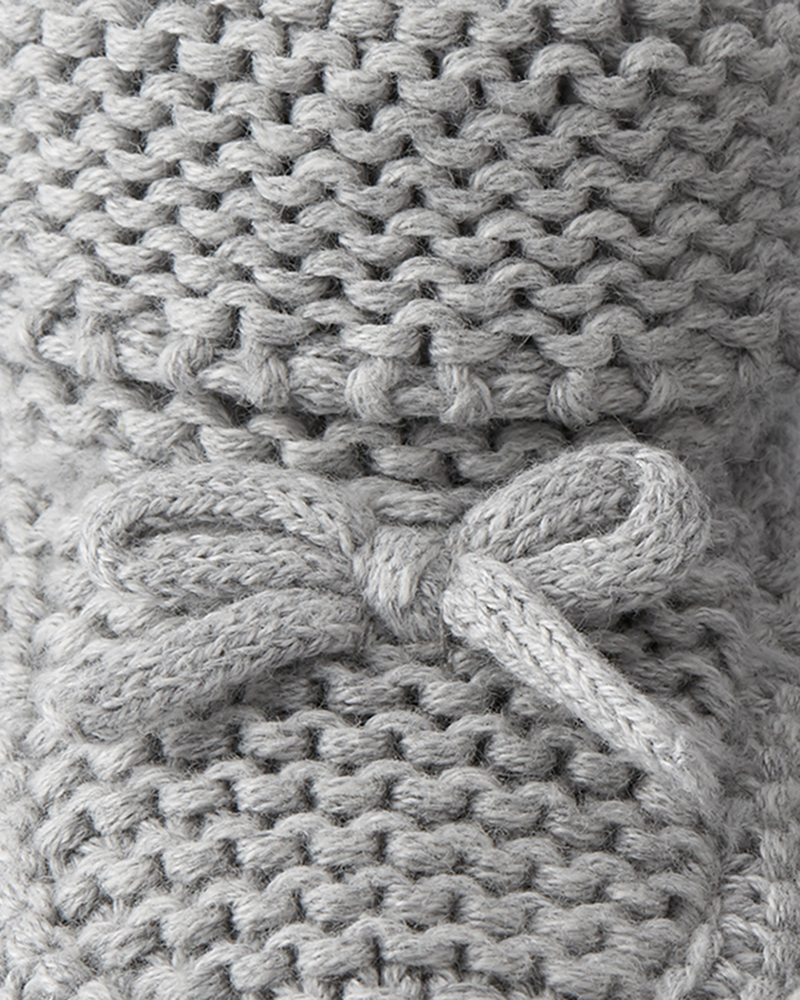 B&eacute;b&eacute; Chaussons crochet&eacute;s en coton biologique gris, image 3 sur 3 diapositives