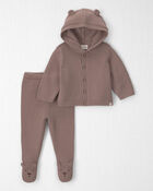 Baby 2-Piece Organic Cotton Sweater Knit Cardigan & Pant Set, image 1 of 4 slides
