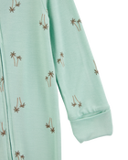 Bébé garçon - Grenouillère PurelySoft à fermeture à glissière à 2 sens à poignets et pieds rabattables imprimé de palmier - Menthe, image 2 sur 7 diapositives