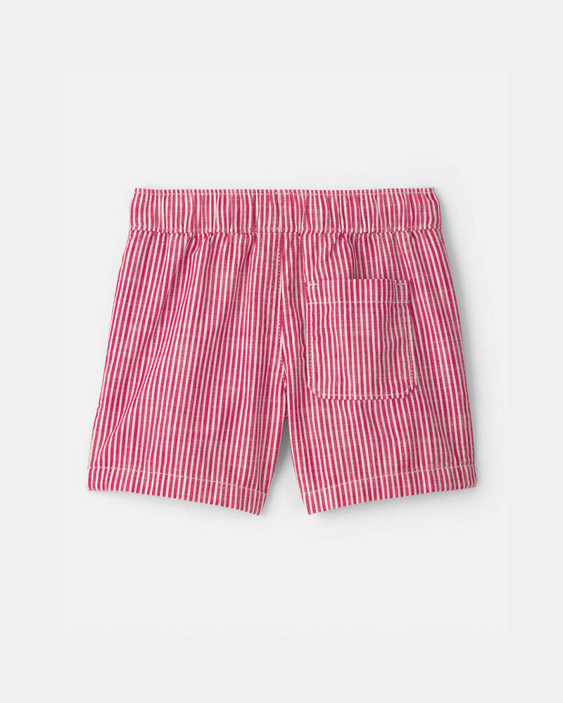 Toddler Boy Hickory Stripe Shorts - Red/Ivory, image 3 of 5 slides