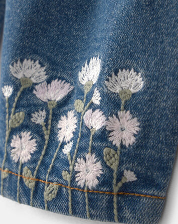 Baby Girl Floral Barrel Jeans - Dark Wash, 