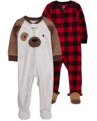 Toddler 2-Pack Bear Fleece Footie Pajamas, image 1 of 6 slides