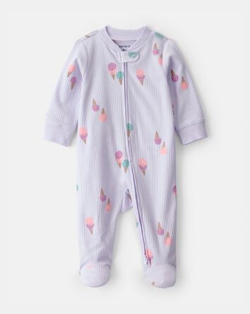 Baby Girl Ice Cream 2-Way Zip Sleeper - Purple, 