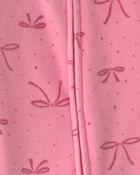 Baby Girl Bow Fleece 2-Way Zip Sleep & Play Pyjamas - Pink, image 4 of 5 slides