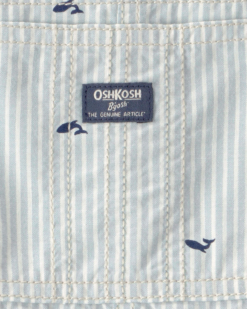 Toddler Boy Whale Striped Shortall - Blue/White, image 3 of 4 slides