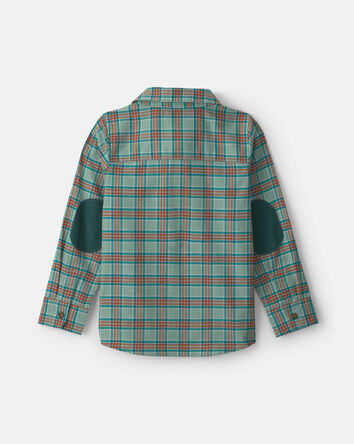 Boys Plaid Long-Sleeve Button-Down Shirt - Green, 