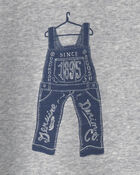 Toddler Boy Overall French Terry Sweater - Grey, image 2 of 3 slides