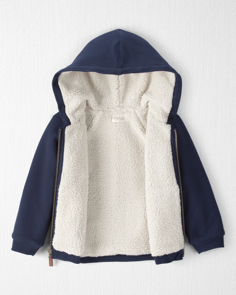 Toddler Boy Waffle Knit Hooded Jacket Made with Organic Cotton, image 2 of 4 slides