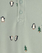 Baby Boy 2-Piece Penguin Thermal Long-Sleeve Bodysuit & Pant Set - Green, image 3 of 4 slides