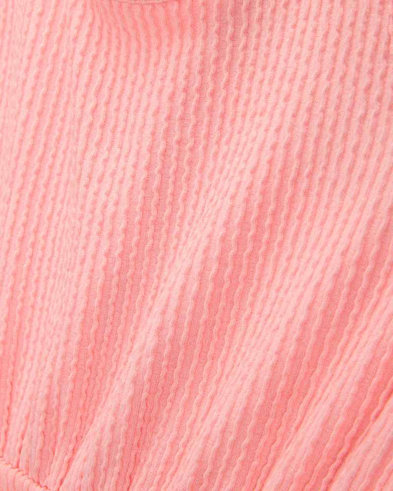 Girls Ribbed Textured Romper - Orange, image 3 of 4 slides