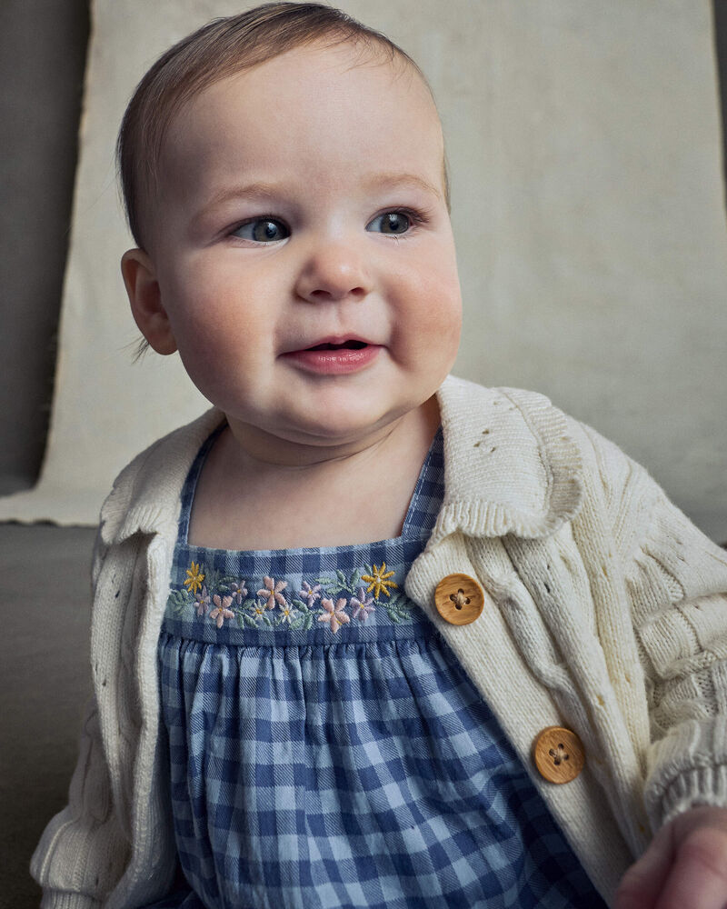 B&eacute;b&eacute; fille - Cardigan &agrave; motif jacquard &ndash; Cr&egrave;me, image 4 sur 6 diapositives