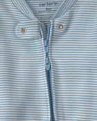 Baby Boy 2-Pack Snug Fit Sleepers Stripe and Dino - Blue, image 2 of 5 slides