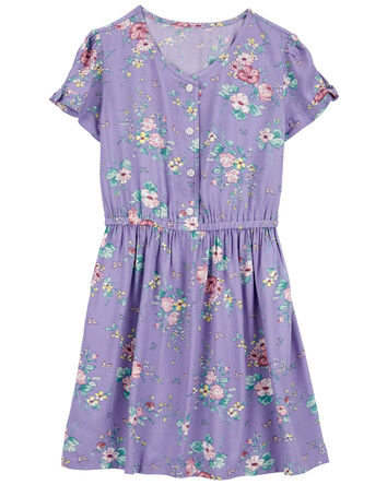 LENZING™ ECOVERO™ Button-Front Vintage Floral Dress, 
