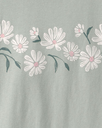 Girls Daisy Floral Long-Sleeve Graphic Tee - Green, 