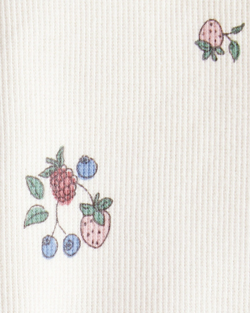 Baby Organic Cotton Ribbed Knit Pants in Berry Blossom Print, image 4 of 6 slides