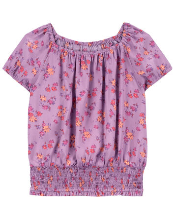 LENZING™ ECOVERO™ Floral Print Smocked Top, 