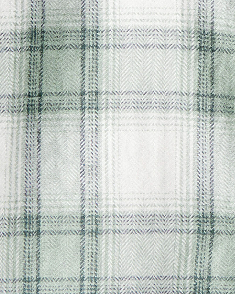 Toddler Organic Cotton Herringbone Button-Front Shirt in Plaid, image 3 of 5 slides