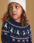 Toddler Organic Cotton Fair Isle Sweater Knit Pullover, image 5 of 6 slides