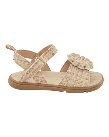  Every Step® First Walker Woven Flower Accent Sandals - Beige, 