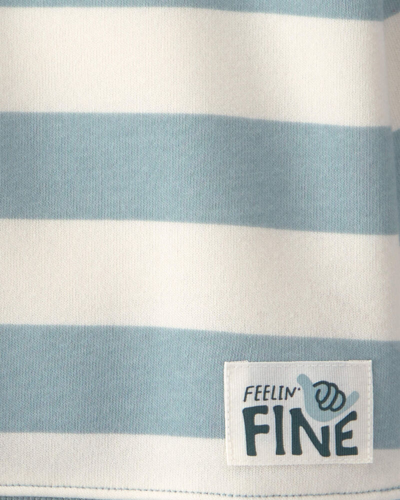 Baby Boy 2-Piece Striped Fleece Henley Top & Pant Set - Blue/White, image 5 of 6 slides
