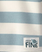 Baby Boy 2-Piece Striped Fleece Henley Top & Pant Set - Blue/White, image 5 of 6 slides