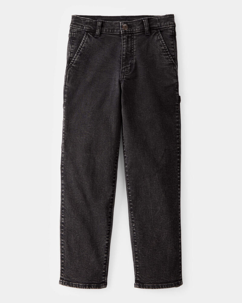 Kid Baggy Iconic Denim Cargo Pants - Black Wash, image 1 of 4 slides