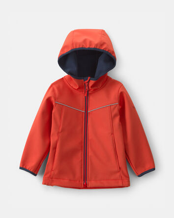 Toddler Boy Water-Activated Rain Jacket- Orange /Red, 
