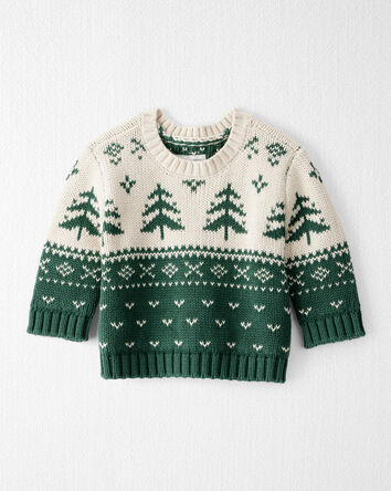 Baby Organic Cotton Fair Isle Sweater Knit Pullover, 